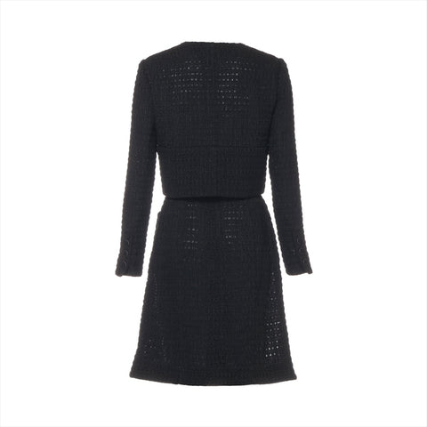CHANEL 2015 P51451 Metallic Tweed Skirt Size 34 Set suit black WS16087