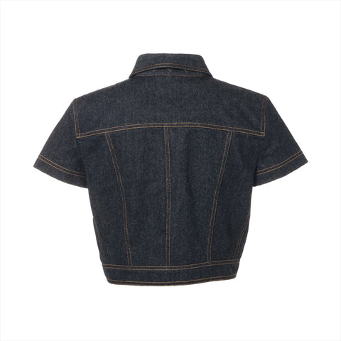 CHANEL Denim short sleeve jacket 1997 E97 40 Jacket Blue indigo WS16088