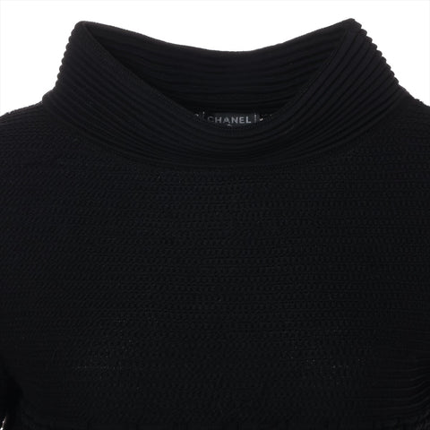 CHANEL Pleated cotton rayon knit size 36 2014 Short sleeve shirt black WS16089