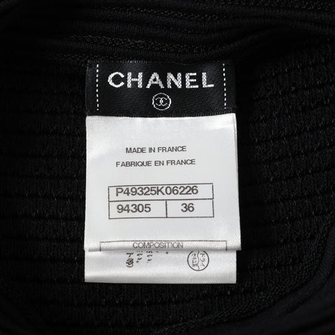 CHANEL Pleated cotton rayon knit size 36 2014 Short sleeve shirt black WS16089