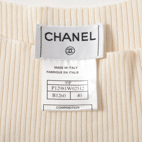CHANEL Rayon Cotton Pleated Sleeveless 99P 1999 Tank top Ivory WS16090