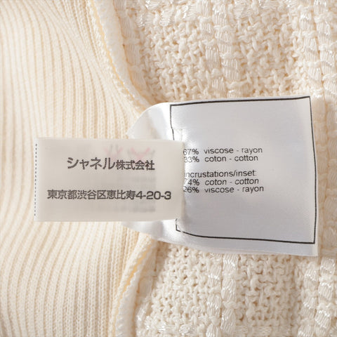 CHANEL Rayon Cotton Pleated Sleeveless 99P 1999 Tank top Ivory WS16090