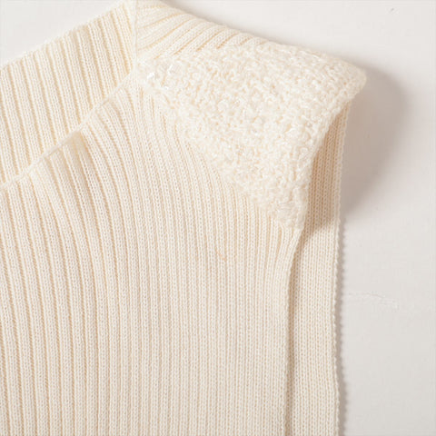 CHANEL Rayon Cotton Pleated Sleeveless 99P 1999 Tank top Ivory WS16090