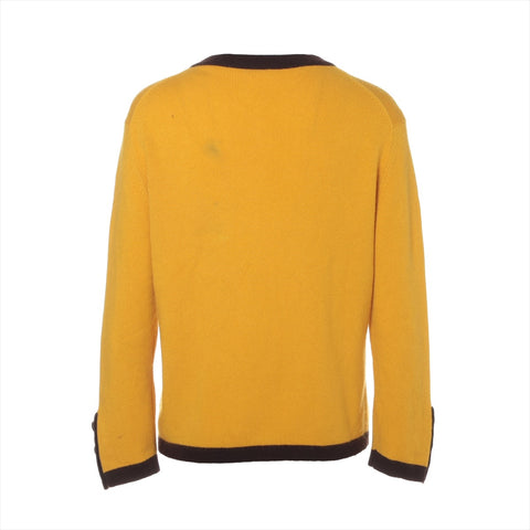 CHANEL Cashmere COCO Mark Button 96A 1996 cardigan yellow WS16091