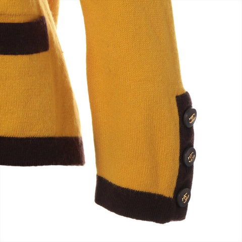CHANEL Cashmere COCO Mark Button 96A 1996 cardigan yellow WS16091