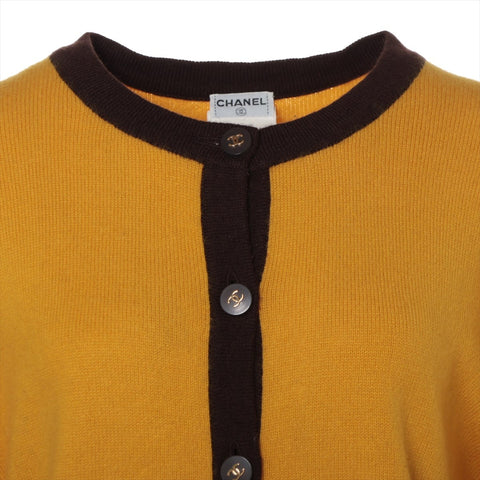 CHANEL Cashmere COCO Mark Button 96A 1996 cardigan yellow WS16091
