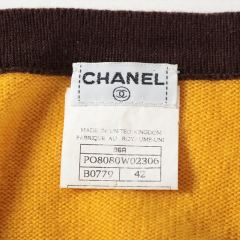 CHANEL Cashmere COCO Mark Button 96A 1996 cardigan yellow WS16091