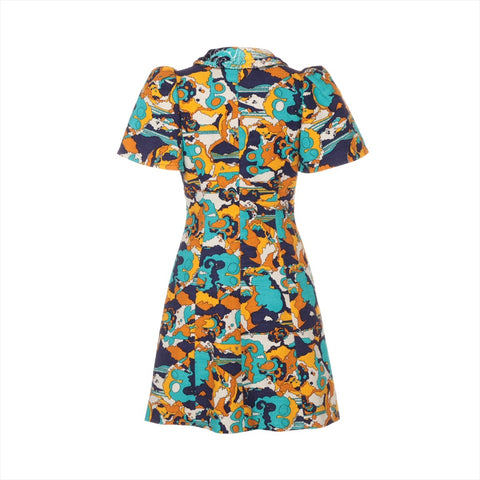 LOUIS VUITTON Cotton All-Over Print Short Sleeve Stainless Steel Dress 2020 one piece multicolor WS16095