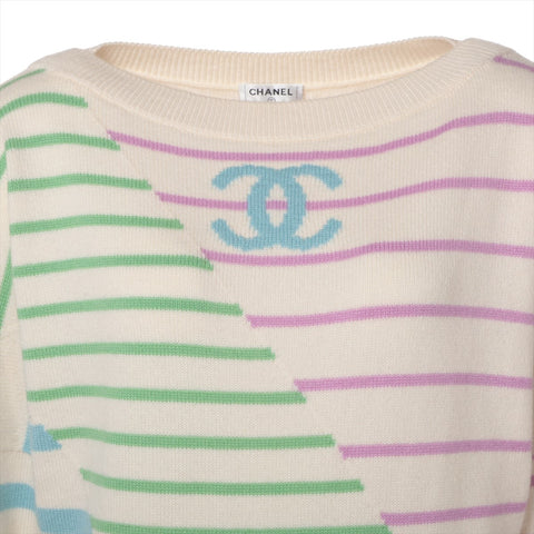 CHANEL cashmere 2020 COCO Mark Multicolor Border 38 Long sleeve shirt multicolor WS16097