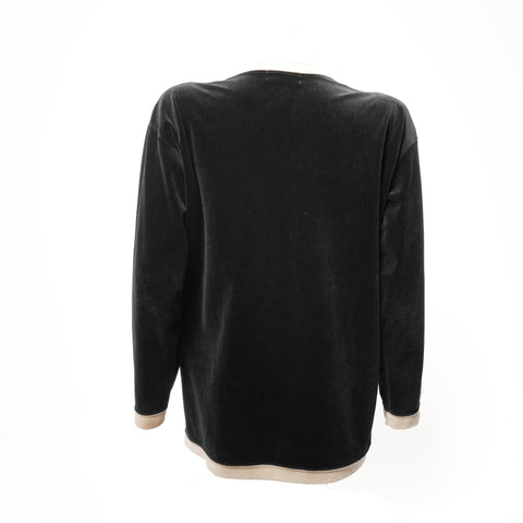 FENDI Velour cotton logo top Long sleeve shirt black WS16098