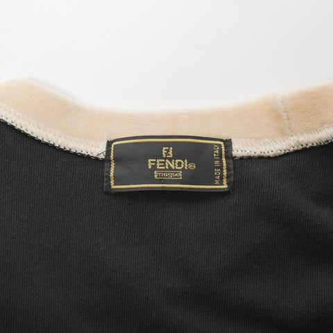 FENDI Velour cotton logo top Long sleeve shirt black WS16098