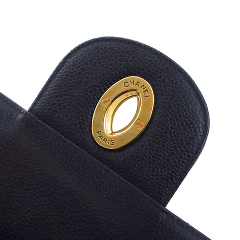 Chanel Coco Mark Large Matelasse Kaviar Haut Gold Hardware Nr. 2 1992s Umhängetasche Vintage verwendet klassische schwarze WS1609