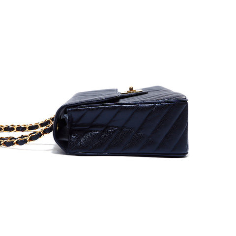 Chanel Coco Mark Large Matelasse Caviar Skin Gold Hardware No. 2 1992S Shoulder Bag VINTAGE Used Classic Black WS1609