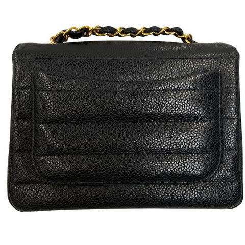 CHANEL Mademoiselle Turnlock Mini ChainShoulder 1995 Shoulder Bag leather black WS1610