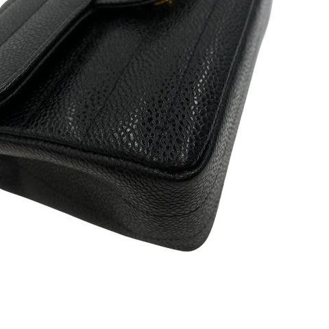 CHANEL Mademoiselle Turnlock Mini ChainShoulder 1995 Shoulder Bag leather black WS1610