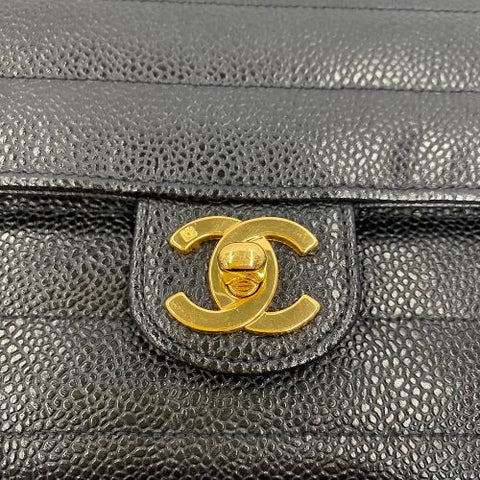 Chanel Mademoiselle Turnlock Mini Kette Schulter 1995 Umhängetasche Leder schwarz WS1610