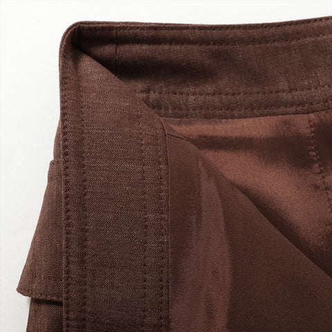 CELINE Linen Blend Triomphe Button Skirt Size 36 Set suit Brown WS16100