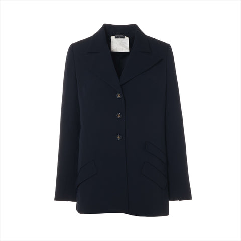 CHANEL Wool Single COCO Button Jacket Navy WS16102