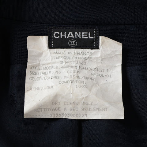 CHANEL Wool Single COCO Button Jacket Navy WS16102