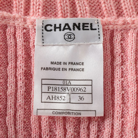 CHANEL 01A Turtleneck 2001 36 knit pink WS16107