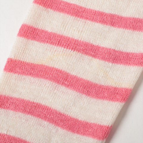 Christian Dior 34 Border Linen Silk Summer Knit Long sleeve shirt Pink x White WS16123