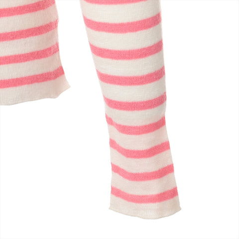 Christian Dior 34 Border Linen Silk Summer Knit Long sleeve shirt Pink x White WS16123