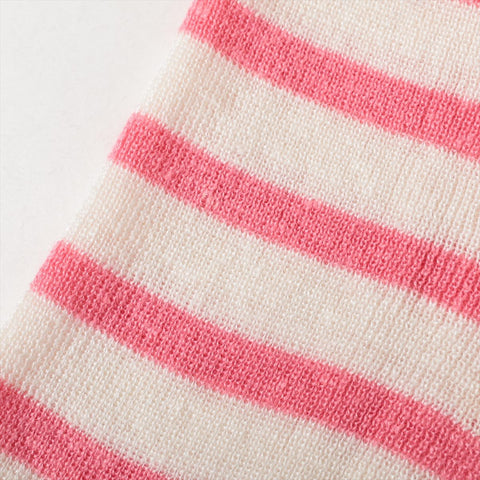 Christian Dior 34 Border Linen Silk Summer Knit Long sleeve shirt Pink x White WS16123