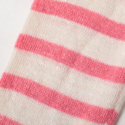 Christian Dior 34 Border Linen Silk Summer Knit Long sleeve shirt Pink x White WS16123