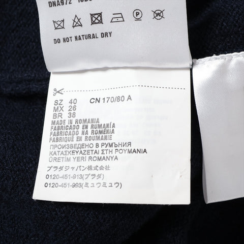 Miu Miu Back Logo Wool Cropped Shirt, Size 40, 2021 knit Navy WS16125