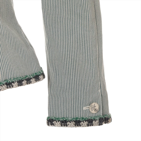 CHANEL Cotton No-collar 06C 2006 36 Tweed Rim Jacket green WS16127