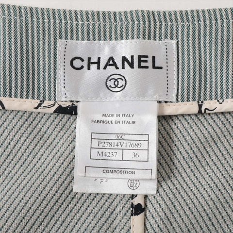 CHANEL Cotton No-collar 06C 2006 36 Tweed Rim Jacket green WS16127