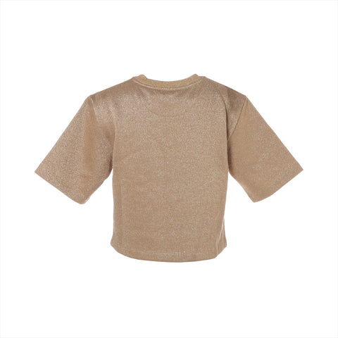 FENDI Fleece-lined sweatshirt with glitter and XS logo Short sleeve shirt gold WS16130