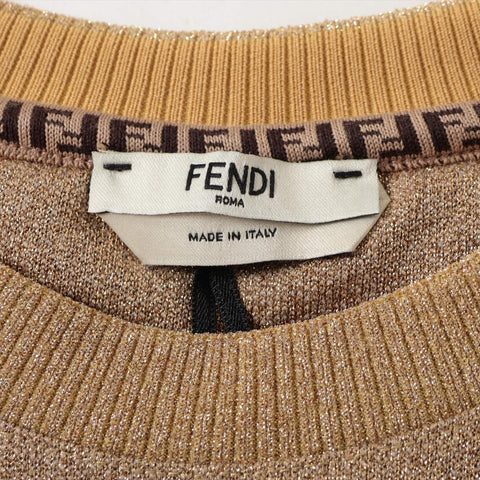 FENDI Fleece-lined sweatshirt with glitter and XS logo Short sleeve shirt gold WS16130