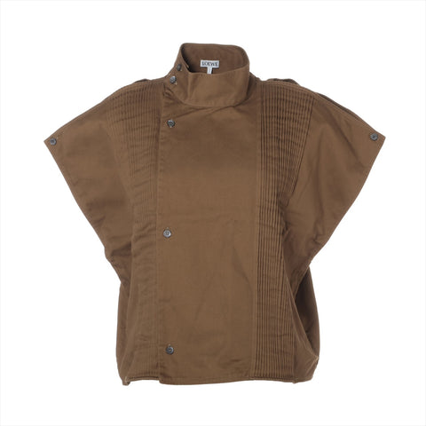 LOEWE Loewe side-open stand collar pintuck cotton bag, size 36 Tank top khaki WS16131