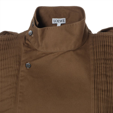 LOEWE Loewe side-open stand collar pintuck cotton bag, size 36 Tank top khaki WS16131