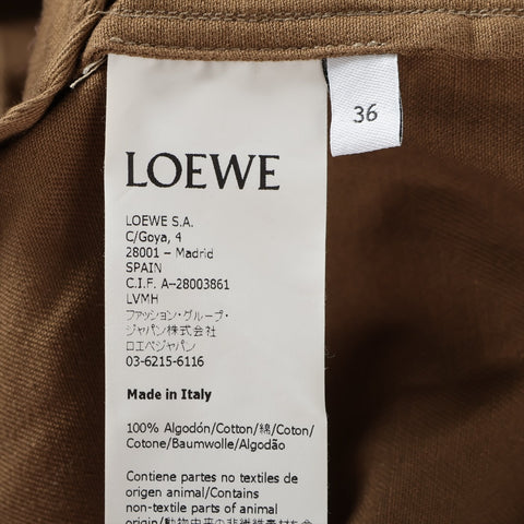 LOEWE Loewe side-open stand collar pintuck cotton bag, size 36 Tank top khaki WS16131