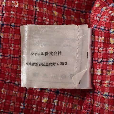 CHANEL Polyester Check 01S Sleeveless 2001 34 one piece Red WS16135