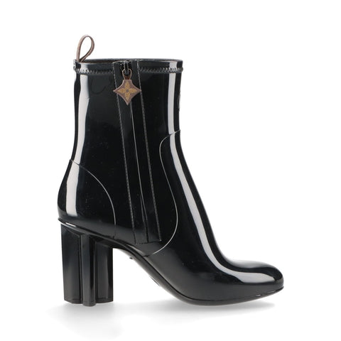 LOUIS VUITTON Silhouette Ankle Line Heel PVC Size: 37 Short Rain 9.4" boots black WS16147