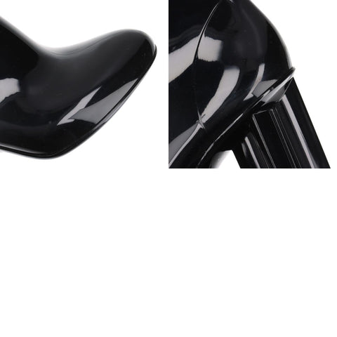 LOUIS VUITTON Silhouette Ankle Line Heel PVC Size: 37 Short Rain 9.4" boots black WS16147