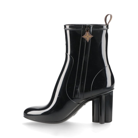 LOUIS VUITTON Silhouette Ankle Line Heel PVC Size: 37 Short Rain 9.4" boots black WS16147