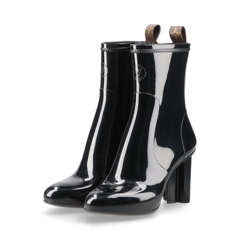 LOUIS VUITTON Silhouette Ankle Line Heel PVC Size: 37 Short Rain 9.4" boots black WS16147