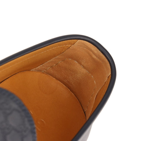 GUCCI Micro GG Shimmer Size 7 Driving Shoes 10.2" Leather loafers Navy WS16148