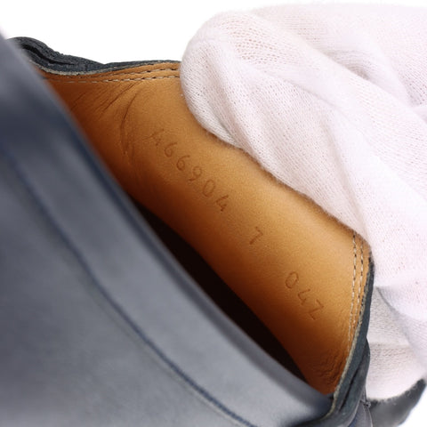 GUCCI Micro GG Shimmer Size 7 Driving Shoes 10.2" Leather loafers Navy WS16148