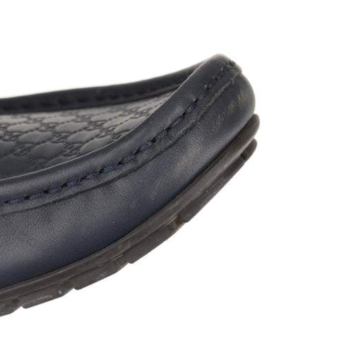 GUCCI Micro GG Shimmer Size 7 Driving Shoes 10.2" Leather loafers Navy WS16148