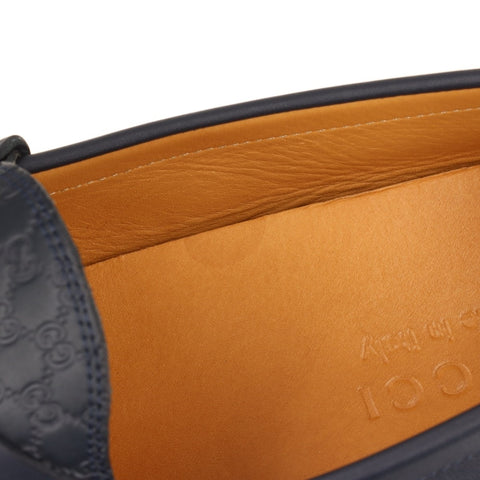 GUCCI Micro GG Shimmer Size 7 Driving Shoes 10.2" Leather loafers Navy WS16148