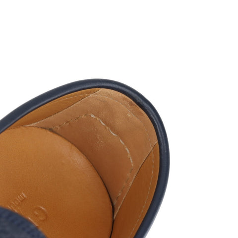 GUCCI Micro GG Shimmer Size 7 Driving Shoes 10.2" Leather loafers Navy WS16148