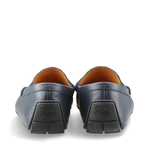 GUCCI Micro GG Shimmer Size 7 Driving Shoes 10.2" Leather loafers Navy WS16148