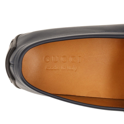GUCCI Micro GG Shimmer Size 7 Driving Shoes 10.2" Leather loafers Navy WS16148