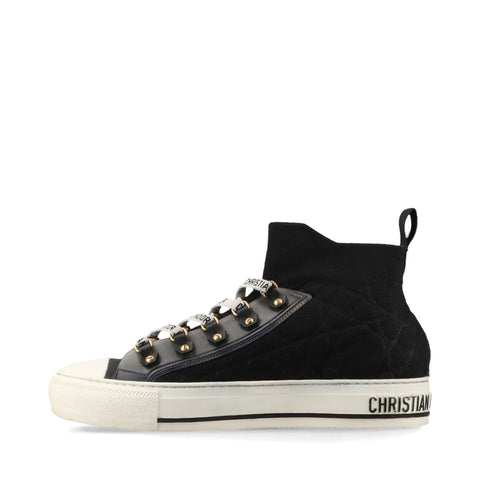 Christian Dior 37.5 9.4" WALK'N'DIOR Canvas Cannage High-Top sneakers black WS16151