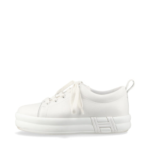 HERMES Happy Leather Low Cut Taille: 35 8.9" baskets cuir blanc WS16152